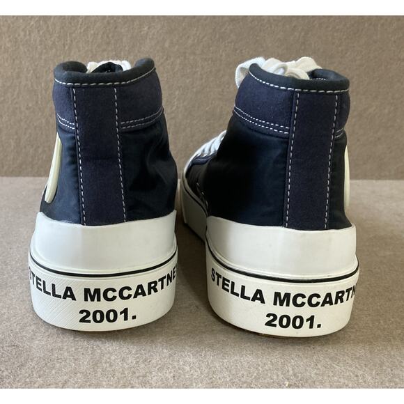 Stella McCartney High Top Sneaker Women’s Sz 39 9 NWOT Blue Cap Toe Shoe Skater - Picture 5 of 11